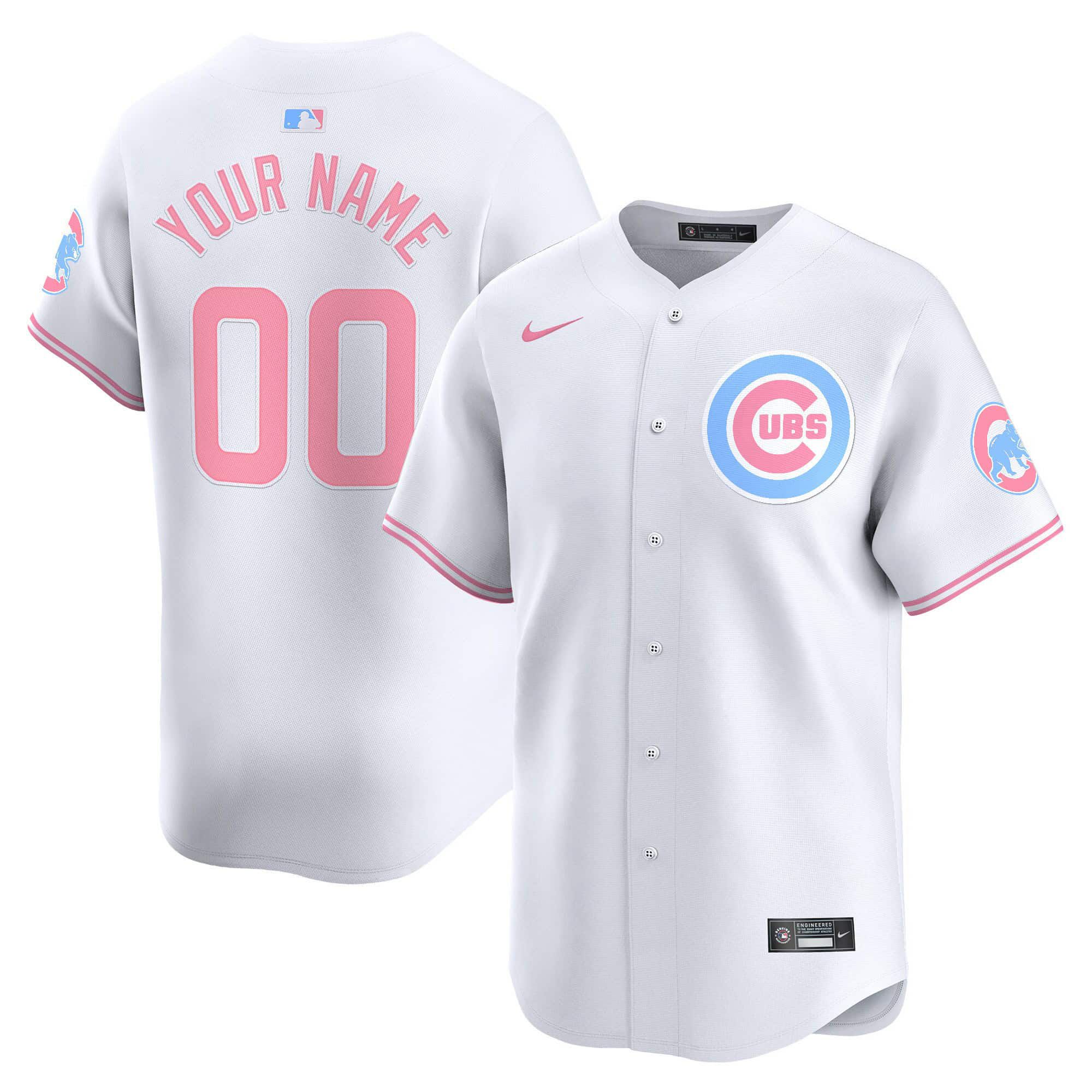 Men Chicago Cubs Bubblegum White 2024 Nike Vapor Premier Limited Custom MLB Jersey